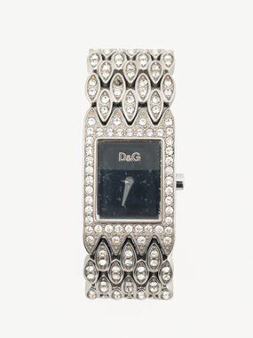 D&G Dolce & Gabbana Sundown "Black" Crystal-Embellished Watch